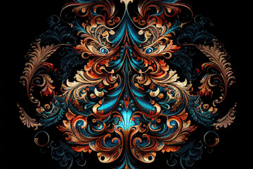 abstract Tribal floral ornament - By Generative AI