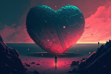 heart on the sea horizon