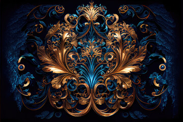Abstract spiritual blue  symbol floral ornament - By Generative AI