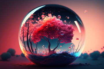 tree in crystal ball