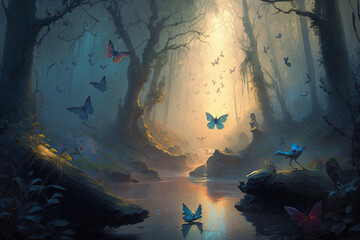 Enchanted florest. Generative AI