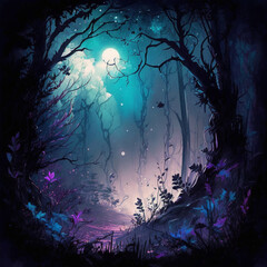 Enchanted florest. Generative AI