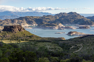 Beautiful Laguna Verde near Chile Chico in the morning, Traveling Chile on the Carretera Austral
