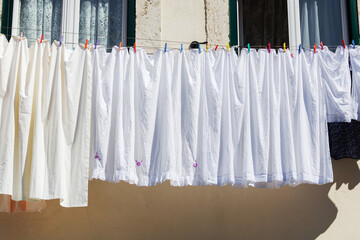 Laundry at a window in a Mediterranean location