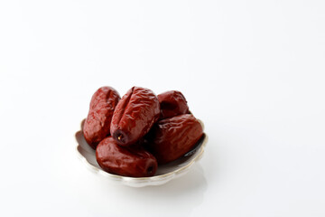 Dried Red Jujube Isolated on White Table