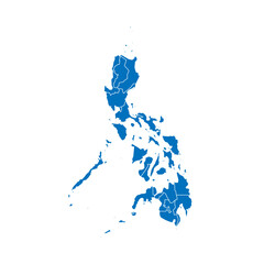 Philippines political map of administrative divisions - regions. Solid blue blank vector map with white borders.