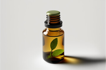 Essential mint oil in a bottle