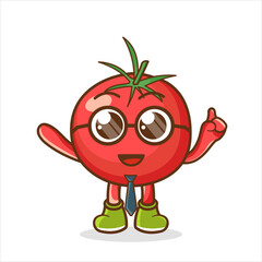 Tomato as a businessman. wearing tie and glasses