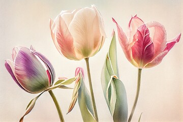 watercolor tulips, generative AI Art