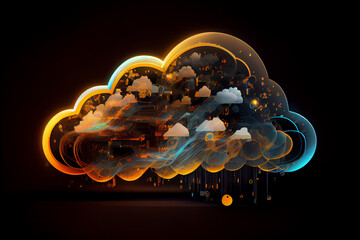 Cloud computing, internet concept, illustration. Generative AI.