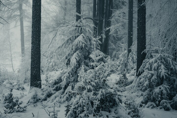 Snowy Trees in the Winter Forest