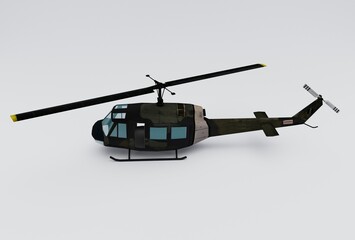 Helicopter, minimal 3d rendering on white background