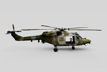 Naklejka na ściany i meble Helicopter, minimal 3d rendering on white background