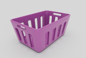 plastic Basket minimal 3d rendering on white background
