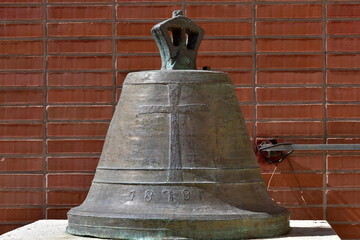 antique bell jesuit 18th century of bronze on cathedral san juan argentina