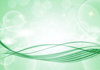 緑のウェーブとキラキラ背景