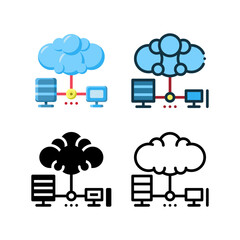 Network hosting icon. With outline, glyph, filled outline and flat styles