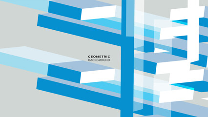 Abstract dark blue background with geometric shapes graphic. Modern blue geometric lines, cubes overlay layer movement design.