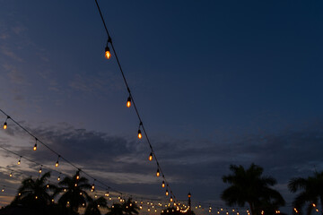 string lighting at night