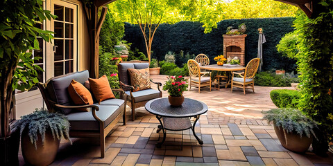 Modern back patio - garden and backyard with seating and place to entertain and cook