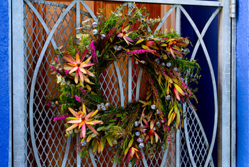 holiday decoration on gate