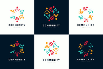 Fototapeta na wymiar Creative colorful of people and community logo design for teams or groups collection