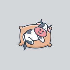 Cute Sleep Cow Logo