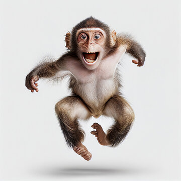 Happy Monkey Jumping and Happy - Generative AI	
