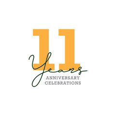 11th anniversary celebration logo design. Vector Eps10 - obrazy, fototapety, plakaty