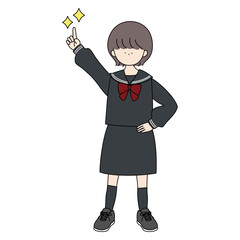 セーラー服のショートカットの女の子目指せ一番