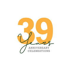 39th anniversary celebration logo design. Vector Eps10
