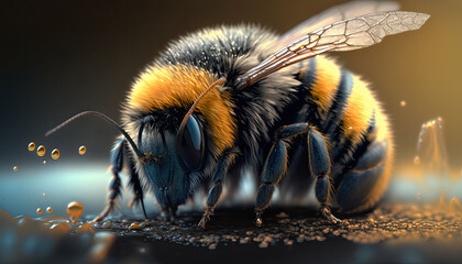 bumblebee with honey splash (generative ai)