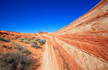 Striped cliff and Gibraltar Rock - Valley of Fire State Park, Nevada