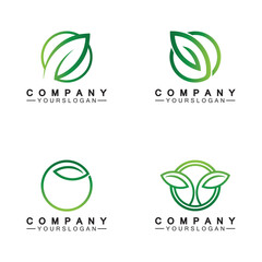 Simple leaf logo inside circle with minimal line art design style