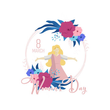 happy women's day. 8th march. illustration of women's happiness. vector illustration