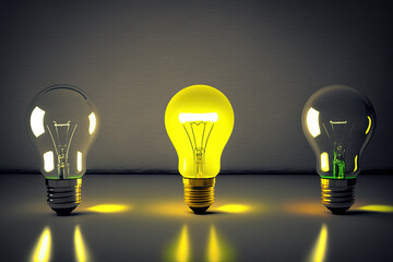 glowing lightbulb. business ideas. Generative AI