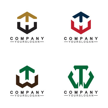Initial letter wt logo or tw logo vector design template