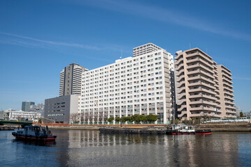 Fototapeta na wymiar 東京品川，天王洲　運河のある街の風景