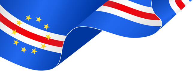 Cape Verde flag wave isolated on png or transparent background