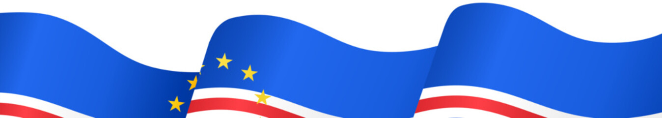 Cape Verde flag wave isolated on png or transparent background