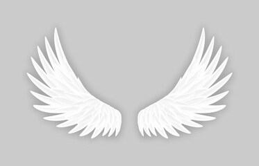 Fototapeta na wymiar white eagle wings in smooth gradation style on transparent background – illustration