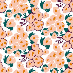 Vector Matisse Organic Floral Shapes Seamless Patterns Citrus Flowers Bloom Apples