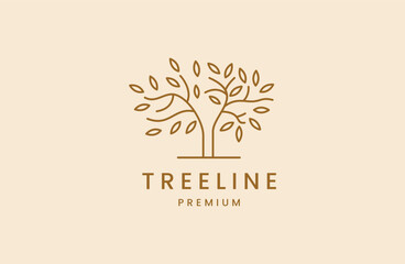 linear vector tree logo icon design. Universal luxury symbol of a premium solid.