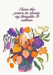 Motivational Affirmations Positive Quotes Inspirational Phrases Vector Matisse Organic Floral Shapes Seamless Patterns Citrus Flowers Bloom Apples