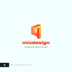 Q letters monogram. Gradient abstract logo isolated on a dark background. Monochrome option.