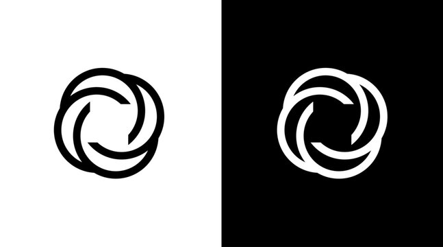 community logo monogram vortex spiral black and white icon Design templates