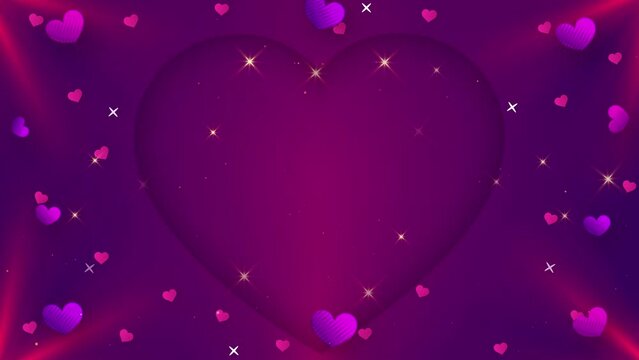 Valentines day with heart shape in pink and purple background