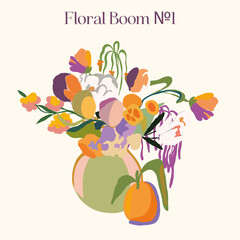 Vector Matisse Organic Floral Shapes Citrus Flowers Bloom Apples Flowers Bridal Bouquet Poster Trends