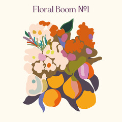 Vector Matisse Organic Floral Shapes Citrus Flowers Bloom Apples Flowers Bridal Bouquet Poster Trends
