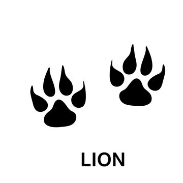lion foot print, animal paw print illustration on white background..eps